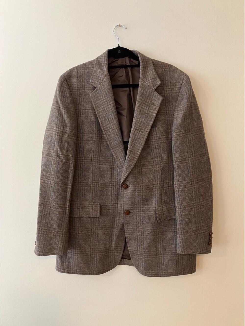 Vintage Hart Schaffner Marx Tweed Sport Coat Aprox 44R Brown Glen Plaid Wool